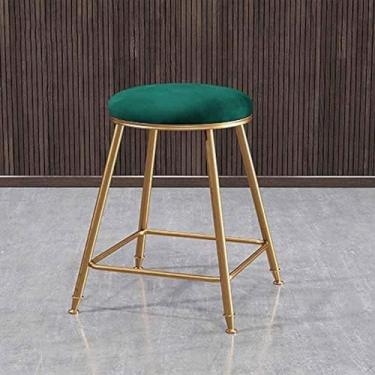 Imagem de Banco De Barra De Veludo, Cadeira De Jantar Empilhável De Altura 30"/75 Cm, Banco De Balcão Estofado, Banco De Destaque Moderno Com Assento Redondo, Pernas De Metal, Para Horta,F,18 Pol./45 Cm,Con