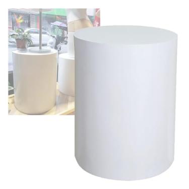Imagem de Suporte de pedestal de exibição de manequim redondo - Rodapé de cilindro branco para lojas de noivas, joias, decoração de modelos e eventos, base de altura de 30 x 100 cm para boutiques domésticas