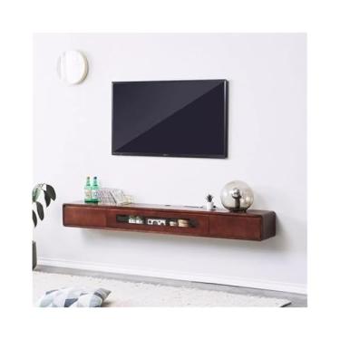 Imagem de Suporte de TV flutuante gabinete console de TV prateleira flutuante com gavetas, prateleiras de TV flutuantes para sala de estar, sala de jantar unidade de parede (marrom, médio)
