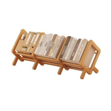 Imagem de CFGH6FDF Estante retrátil independente, organizador de mesa de bambu, suporte de exibição ajustável, para sala de estar, escritório, estudo, prateleira de livros independente