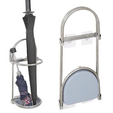 Imagem de CFGH6FDF Suporte de guarda-chuva, suporte de guarda-chuva, autoadesivo, suporte de parede para guarda-chuva, aço inoxidável, dobrável, suporte para guarda-chuva, suporte