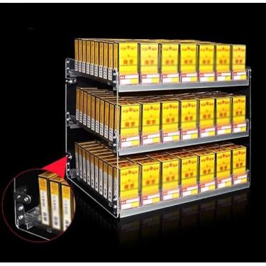 Imagem de Vitrine de exibição de cigarros | Charuto, envoltórios sem corte ou caixa de exibição de doces organizador de armário de varejo | Empurrador automático de caixa de cigarro comercial para supermercados