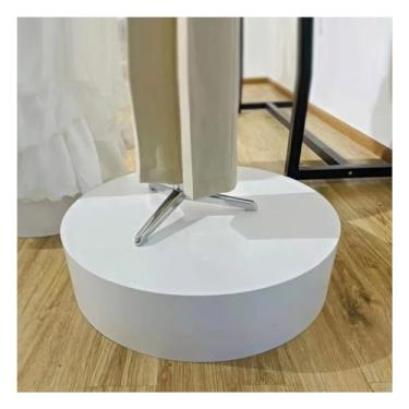 Imagem de Suporte de pedestal cilíndrico branco - Elevadores redondos de exibição de 39,9 x 30 cm para festas, catering, mesas de sobremesa e molhos, pilar de rodapé portátil para eventos e buffets
