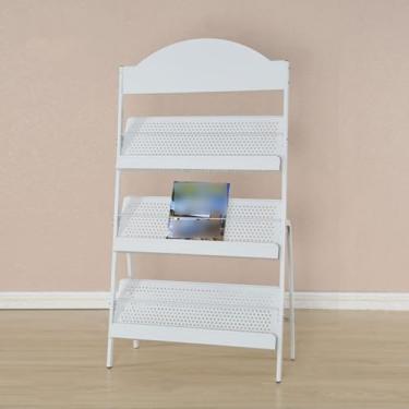 Imagem de Porta-revistas branco A4 – Suporte de folheto de metal, suporte de exibição de chão com ventilação, ideal para jornais, literatura, folhetos, escritório e uso doméstico