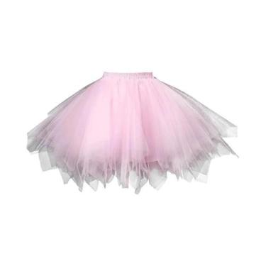 Imagem de Saia Tutu Curta Com Babados Para Mulheres, Cor Sólida, Estilo Puff, Cr