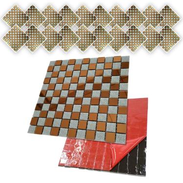 Imagem de Pastilha De Vidro Adesiva Kit 20 UniParede Cozinha Lavabo Banheiro Sala Facil Aplicacao Decorativa Moderna Requintado