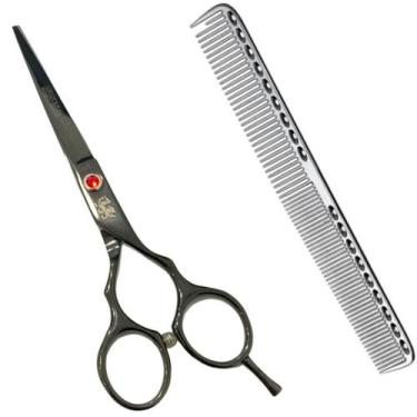 Imagem de Tesoura Fio Laser 6.0 Preto Pente De Metal Para Cabelo - Obopekal