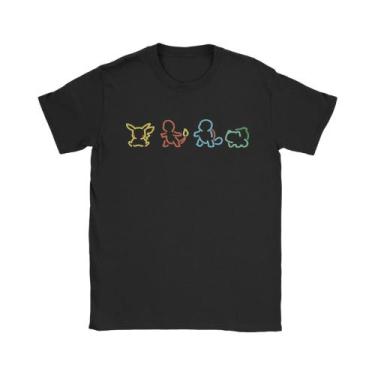 Imagem de Camiseta Masculina De Algodão Puro Pokemon Com Gola Redonda E Manga Cu