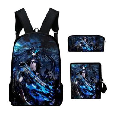 Imagem de Conjunto de mochilas Black Rock Shooters Anime School 3 unidades - yiw
