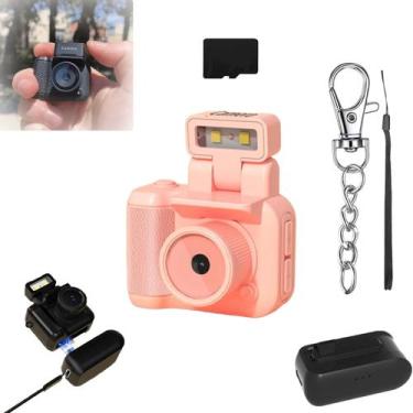Imagem de Chaveiro de câmera Miniretroflex Nostalgic com cartão SD de 64 GB rosa