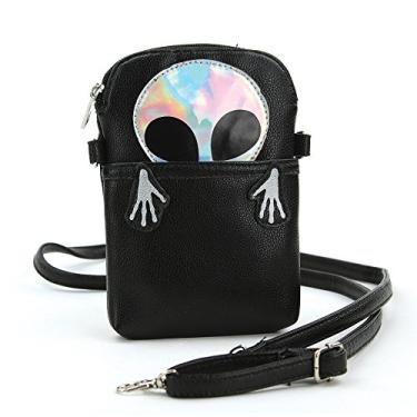 Imagem de Sleepyville Critters - Bolsa tiracolo Peeking Alien em vinil, Prata, One Size