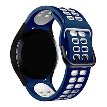 Imagem de Pulseira Esportiva Moderna LTIMPORTS, compativel com Galaxy Watch 6 - Galaxy Watch6 Classic - Galaxy Watch 5 - Galaxy Watch5 Pro - Galaxy Watch 4 - Galaxy Watch4 Classic (Azul/Branco)