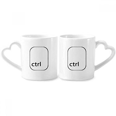 Imagem de Conjunto de canecas de porcelana para casais, símbolo, teclado, Ctrl, coração