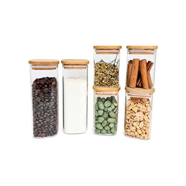 Imagem de POTES DE MANTIMENTOS QUAD 200/250/400ML C/TAMPA BAMBU - 6 PÇ