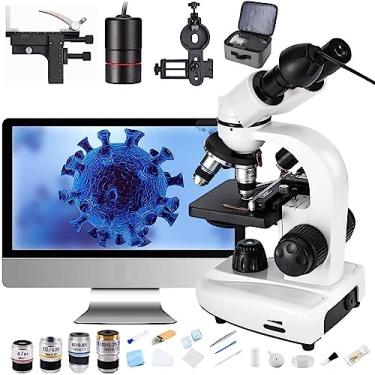 Imagem de MicroscóPio Composto Binocular com Ocular EletrôNica + 30 EspéCimes, 40X-6000X/10000X/20000X BinóCulos, Pode Ser Conectado a Uma Tela de Computador, 20000X