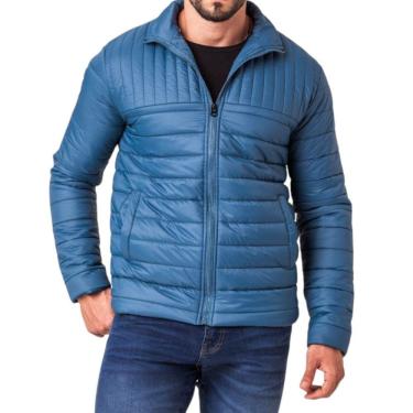 Imagem de Jaqueta Masculina Puffer Nylon com Ziper Azul Petróleo