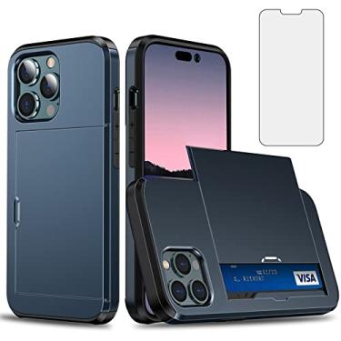 Imagem de Asuwish Capa de celular para iPhone 14 Pro Max de 6,7 polegadas com protetor de tela de vidro temperado e suporte para cartão de crédito capa carteira rígida híbrida iPhone14promax 5G i Phone14Max