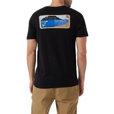 Imagem de Hang Ten Camiseta masculina gráfica - Camisetas estampadas confortáveis para homens - Camiseta estampada em tela de manga curta, Preto | Camiseta Land Over Sea Ss, 3G