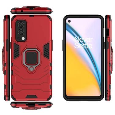 Imagem de QiongNi Capa para OnePlus Nord 2 5G, capa para 1+ Nord 2 5G, capa magnética para suporte de carro para OnePlus Nord 2 5G DN2101 DN2103 capa vermelha