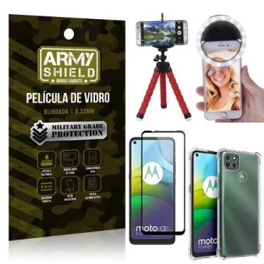 Imagem de Kit Tripé Flex + Flash Ring Moto G9 Power + Capa + Película 3D - Armys