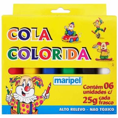 Imagem de Cola colorida plastica maripel 6 cores