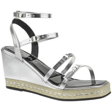 Imagem de Sandália Anabela Feminina Corda Salto Médio Tiras Fivelas - LAZZLU, Pr