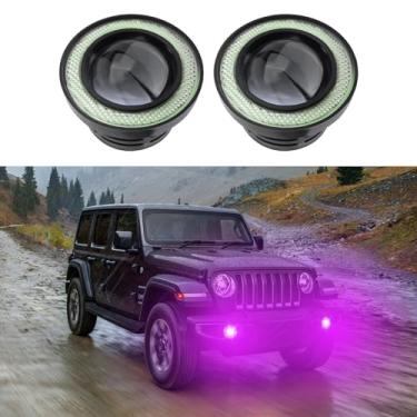 Imagem de HEVLE 2 peças de faróis de neblina Angel Eye Halo para carros, faróis de neblina universais, 6 cm COB LED super brilhante de alta potência com anéis de halo, lâmpadas diurnas DRL para dirigir carros