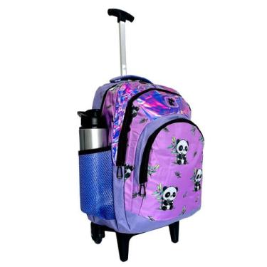 Imagem de Mochila Feminina Escolar de Rodinhas Pandinha Lilás - Bezzter