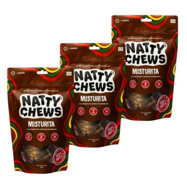 Imagem de Kit 3 Embalagens Mordedor Natural Recortes de Esôfago e Traqueia Desidratados Misturita Natty Chews Para Cães - 300g