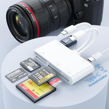 Imagem de Leitor de cartão de memória 7 em 2 USBC Lightning, conector duplo tipo C de alta velocidade de 5 Gbps para SD/TF/CF/Micro SD/XD/MS/USB 3.0/USBC, leitor de cartão SD para iPad/iPhone/Android