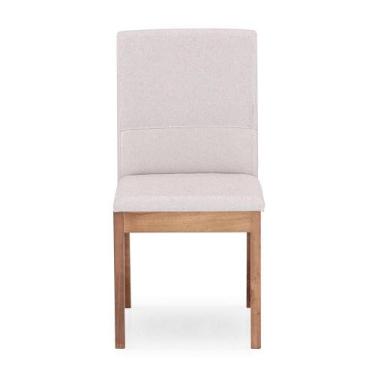 Imagem de Cadeira de Jantar Herval Peace Madeira Maciça, Linho Cru e Amêndoa
