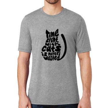 Imagem de Camiseta Time spend with cats is never wasted - Foca na Moda, Cinza, M