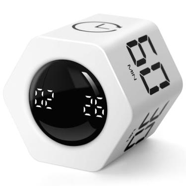 Imagem de Exlliy Temporizador de produtividade 1, 5, 10, 30, 60 minutos predefinido, temporizador de cubo de mesa com sensor de gravidade/mudo/vibração para TDAH, trabalho, estudo, cozinha, volta às aulas (1