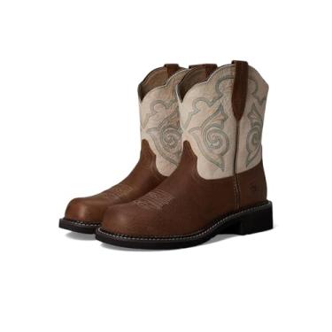 Imagem de Ariat Botas femininas Fatbaby Heritage Tess bordadas bico redondo salto baixo 2,5-5 cm - marrom, branco claro, Tortuga e Crema, 10 Big Kid