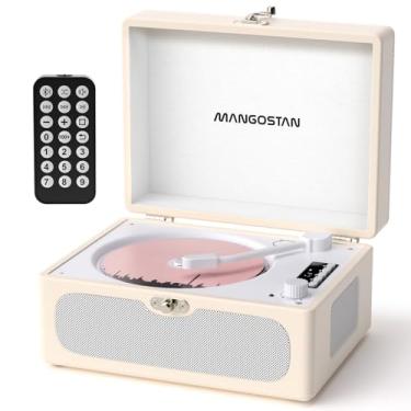 Imagem de Leitor de CD portátil vintage com saída e entrada Bluetooth, bateria recarregável, bonito leitor de CD retrô para casa com alto-falantes compatível com modo USB/AUX/fone de ouvido, controle remoto,