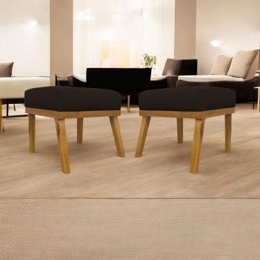 Imagem de Kit 2 Puffs Decorativos Firenze Retangular - Marrom Corino