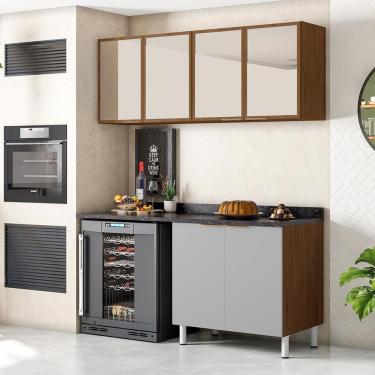 Imagem de Cozinha Compacta Bartira Rubi 4 Portas 2 Prateleiras Grapia Platinum