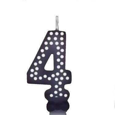Imagem de Vela De Aniversário Poá Preto - N4