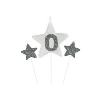 Imagem de Vela De Aniversário New Star Prata - Número 0