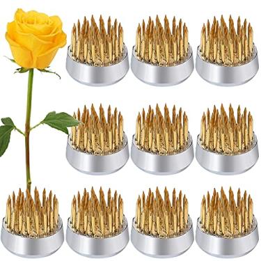 Imagem de Suporte de haste Ikebana, 10 peças de sapo de flores douradas, ferramentas fixas, suporte de flores, alfinete de arranjo floral para arranjo de vasos, fixação de plantas, decoração de plantas