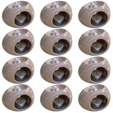 Imagem de Kit 12 Difusor Rechaud Cerâmica Oval Para Óleos Essenciais e Wax Melts Areia