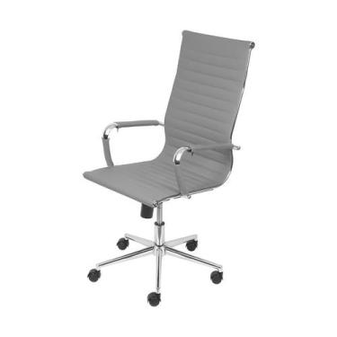 Imagem de Cadeira Boxbit Eames Office Esteirinha Alta P.U. Cinza Base Rodízio Cr