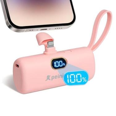 Imagem de Carregador de Bateria Externa 5000mAh  Rosa, Portátil - Atumme