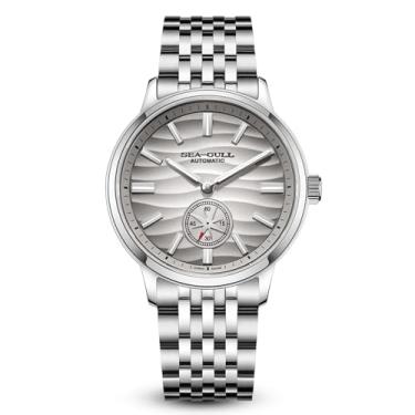 Imagem de SEA-GULL Relógios mecânicos masculinos, série natural, relógio de pulso automático, Polaris Sub Dial, Seagull ST17, Luminous, 6180, cinza rocha, pulseira