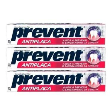 Imagem de Kit com 3 Creme Dental Prevent Antiplaca 90g