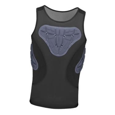 Imagem de IEUDNS Colete acolchoado masculino proteção compressão versátil camisa esportiva treinamento regata para skate softball rúgbi basquete, L