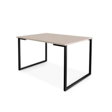 Imagem de Mesa De Jantar Para 4 Lugares Em Mdf 20mm Klm Store Preto Com Off Whit
