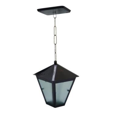 Imagem de Luminária De Teto Colonial Em Alumínio Fundido Preta 19x6cm - OURO MIN