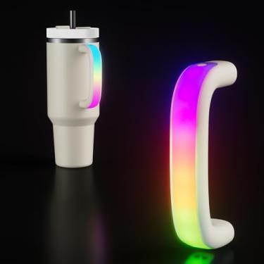 Imagem de Alça de copo com iluminação LED de 6 cores para Stanley 1,134 g/850 g, alça confortável para garrafa de água Stanley Tumbler - compatível com acessórios de copo Stanley de 1,134 g, uso ao ar livre