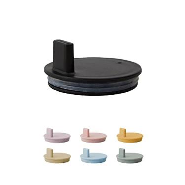 Imagem de Design Letters Tampa para bebês e crianças Copo de bebida Tritan pessoal (preto) - Sem BPA, sem BPS e sem EA, tampa colorida fosca com anel de silicone, lavável na máquina de lavar louça, 14 g